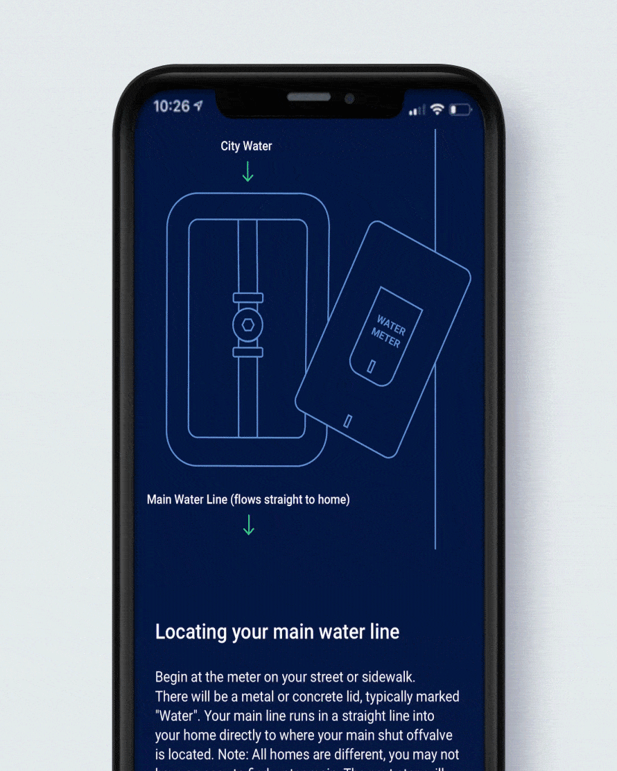 a video of the bluebot water app displaying the illustrated in-app installation guide